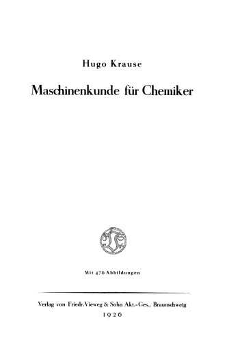 Maschinenkunde für Chemiker