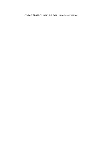 Ordnungspolitik in der Montanunion