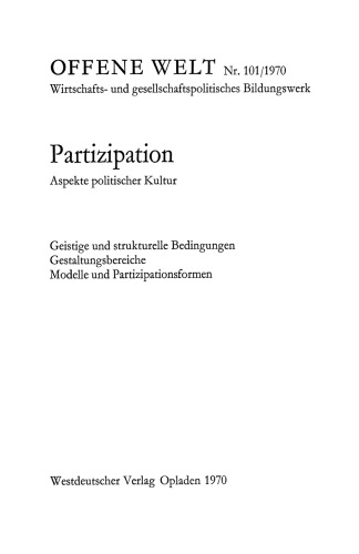Partizipation: Aspekte politischer Kultur