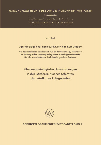 Pflanzensoziologische Untersuchungen in den mittleren Essener Schichten des nördlichen Ruhrgebietes