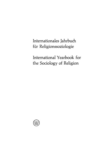 Religiöser Pluralismus und Gesellschaftsstruktur / Religious Pluralism and Social Structure