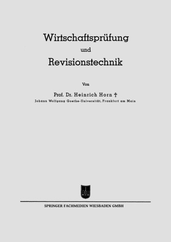 Wirtschaftsprüfung und Revisionstechnik