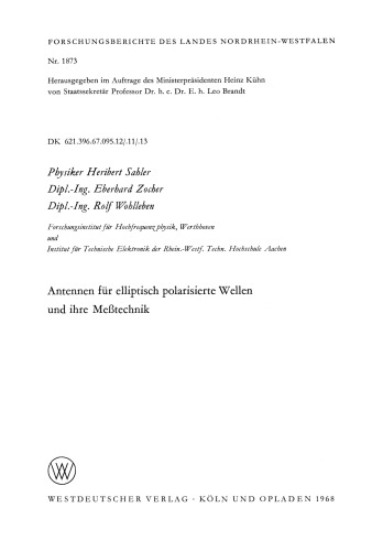 Antennen für elliptisch polarisierte Wellen und ihre Meßtechnik