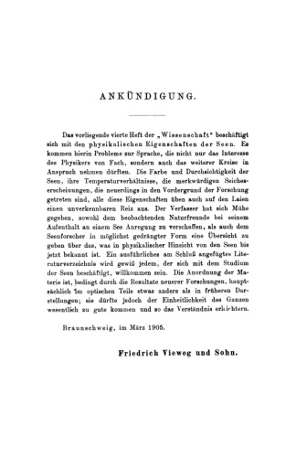 Die Physikalischen Eigenschaften der Seen