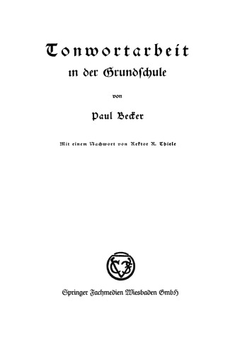 Tonwortarbeit in der Grundschule