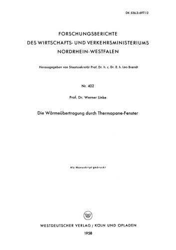 Die Wärmeübertragung durch Thermopane-Fenster