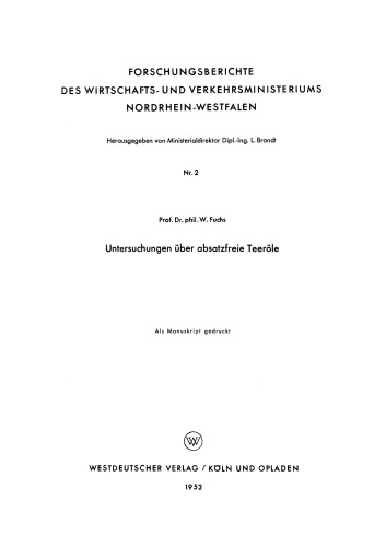 Untersuchungen über absatzfreie Teeröle