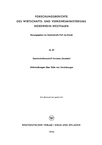 Untersuchungen über Güte von Verzinkungen