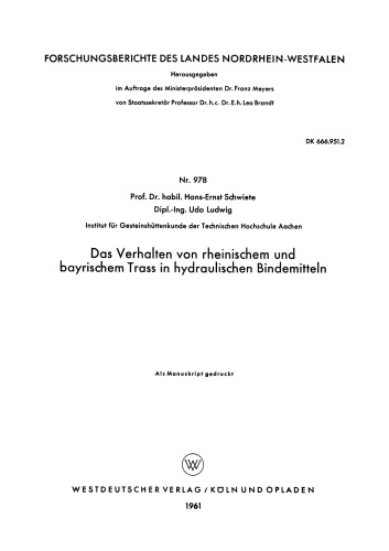 Das Verhalten von rheinischem und bayrischem Trass in hydraulischen Bindemitteln