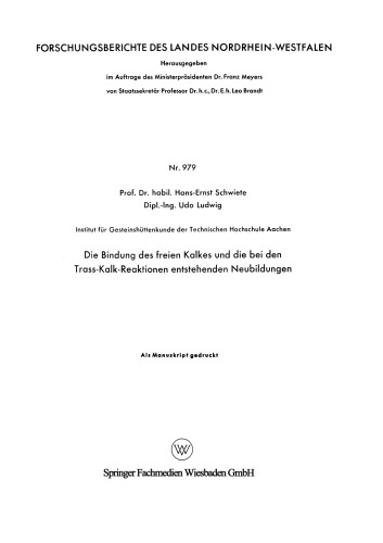 Die Bindung des freien Kalkes und die bei den Trass-Kalk-Reaktionen entstehenden Neubildungen