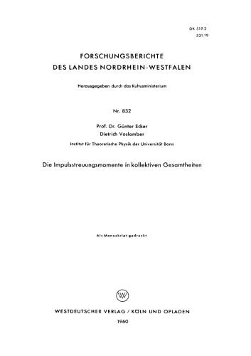 Die Impulsstreuungsmomente in kollektiven Gesamtheiten