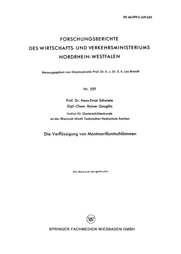 Die Verflüssigung von Montmorillonitschlämmen