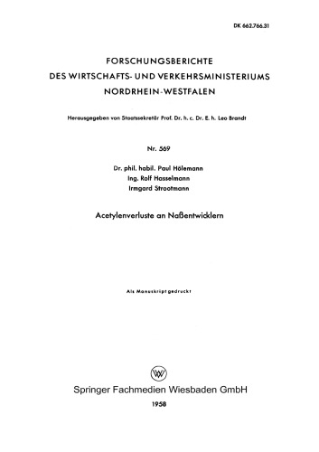 Acetylenverluste an Naßentwicklern