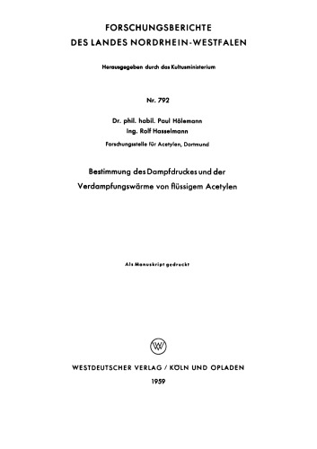 Bestimmung des Dampfdruckes und der Verdampfungswärme von flüssigem Acetylen