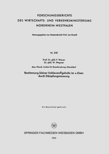 Bestimmung kleiner Kohlenstoffgehalte im α-Eisen durch Dämpfungsmessung