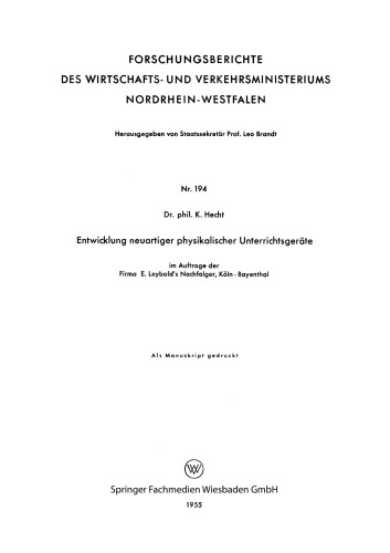 Entwicklung neuartiger physikalischer Unterrichtsgeräte