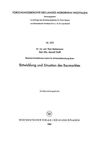 Entwicklung und Situation des Baumarktes