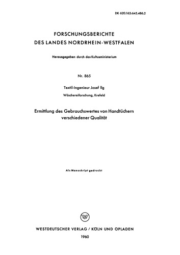 Ermittlung des Gebrauchswertes von Handtüchern verschiedener Qualität