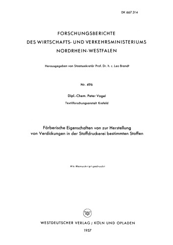 Färberische Eigenschaften von zur Herstellung von Verdickungen in der Stoffdruckerei bestimmten Stoffen