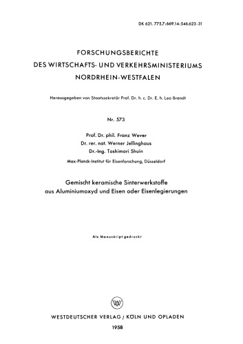 Gemischt keramische Sinterwerkstoffe aus Aluminiumoxyd und Eisen oder Eisenlegierungen