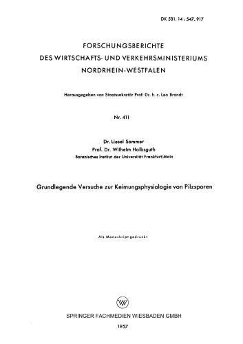Grundlegende Versuche zur Keimungsphysiologie von Pilzsporen