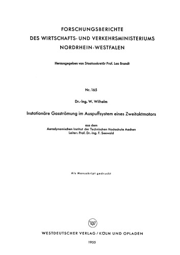 Instationäre Gasströmung im Auspuffsystem eines Zweitaktmotors