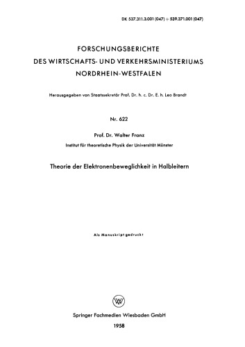 Theorie der Elektronenbeweglichkeit in Halbleitern