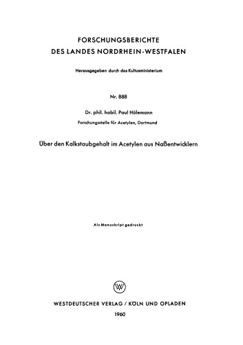 Über den Kalkstaubgehalt im Acetylen aus Naßentwicklern