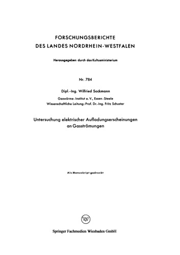 Untersuchung elektrischer Aufladungserscheinungen an Gasströmungen