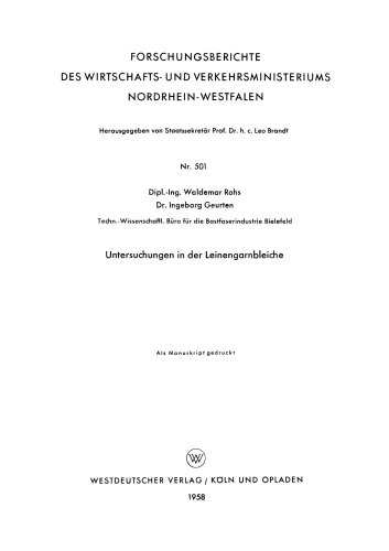 Untersuchungen in der Leinengarnbleiche