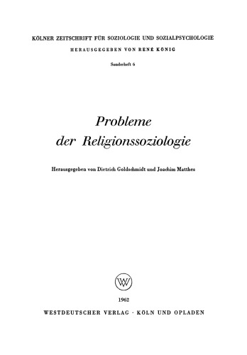 Probleme der Religionssoziologie