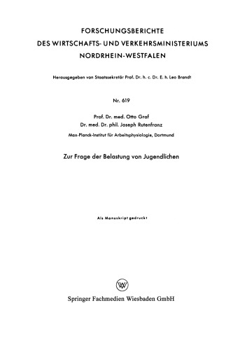 Zur Frage der Belastung von Jugendlichen