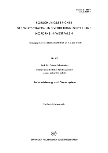 Rationalisierung und Steuersystem