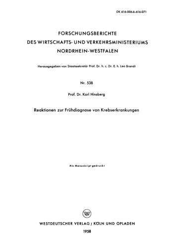 Reaktionen zur Frühdiagnose von Krebserkrankungen