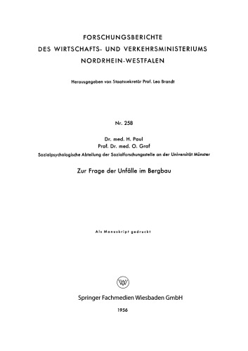 Zur Frage der Unfälle im Bergbau