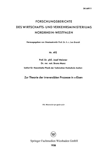 Zur Theorie der irreversiblen Prozesse in α-Eisen