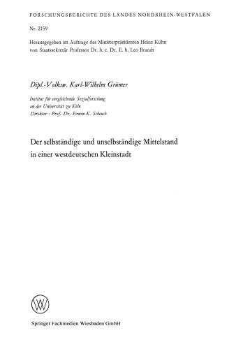 Der selbständige und unselbständige Mittelstand in einer westdeutschen Kleinstadt