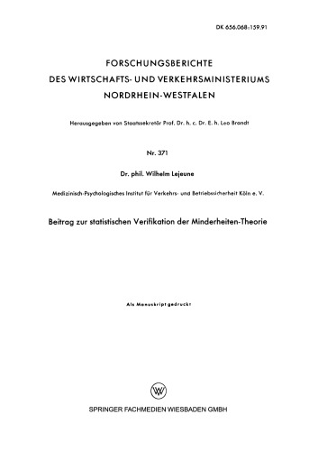 Beitrag zur statistischen Verifikation der Minderheiten-Theorie