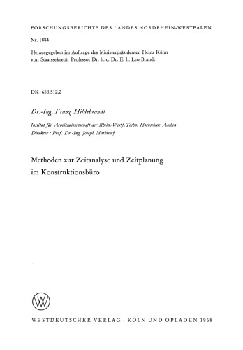 Methoden zur Zeitanalyse und Zeitplanung im Konstruktionsbüro