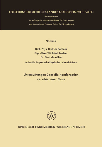 Untersuchungen über die Kondensation verschiedener Gase