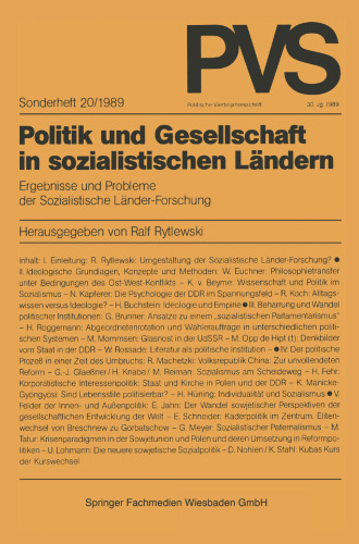 Politik und Gesellschaft in sozialistischen Ländern: Ergebnisse und Probleme der Sozialistischen Länder-Forschung