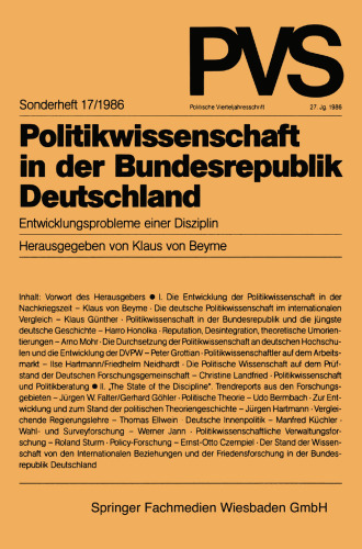 Politikwissenschaft in der Bundesrepublik Deutschland: Entwicklungsprobleme einer Disziplin
