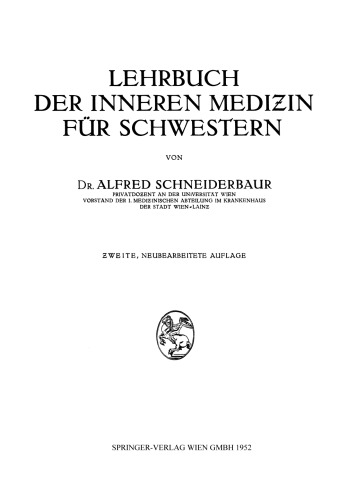 Lehrbuch der Inneren Mediƶin für Schwestern