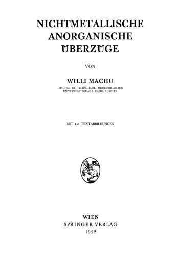 Nichtmetallische Anorganische Überzüge