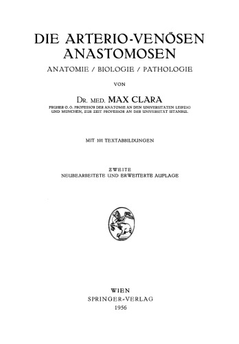 Die Arterio-Venösen Anastomosen: Anatomie / Biologie / Pathologie