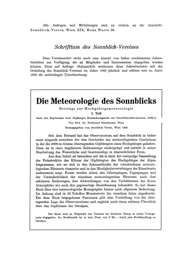 49.–50. Jahresbericht des Sonnblick-Vereines für die Jahre 1951–1952