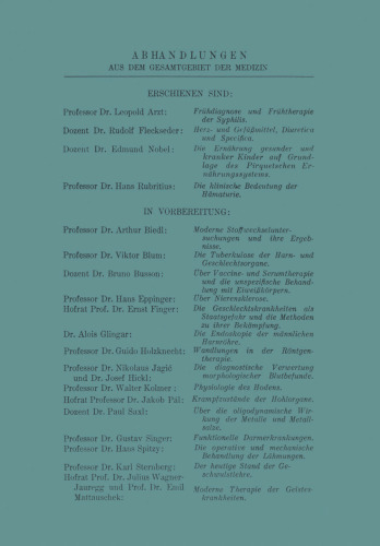 Die Funktionelle Albuminurie und Nephritis im Kindesalter