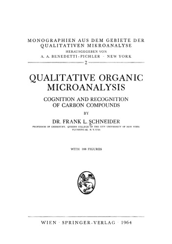 Qualitative Organic Microanalysis: Cognition and Recognition of Carbon Compounds