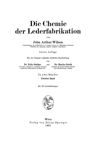 Die Chemie der Lederfabrikation: Zweiter Band