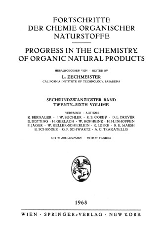Fortschritte der Chemie Organischer Naturstoffe / Progress in the Chemistry of Organic Natural Products